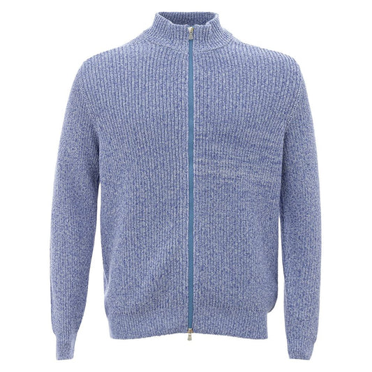 Elegant Light Blue Cotton Cardigan for Men