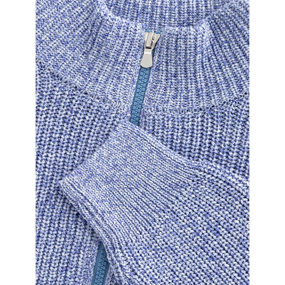 Elegant Light Blue Cotton Cardigan for Men