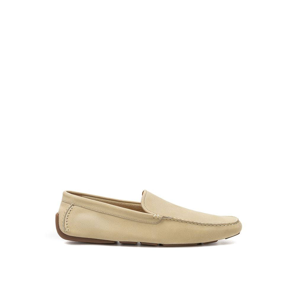 Elegant Beige Leather Loafers for Men