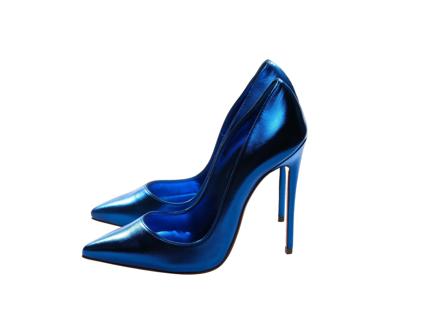 So Kate 120 Blue Laminated Leather High Heel Pumps