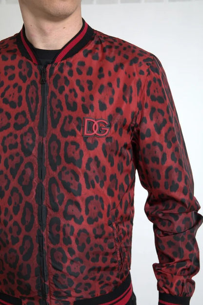 Red Leopard Bomber Short Coat Jacket