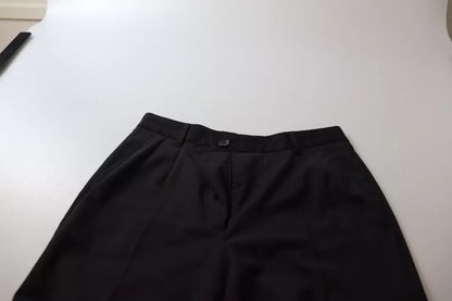 Black High Waist Tapered Trouser Pants