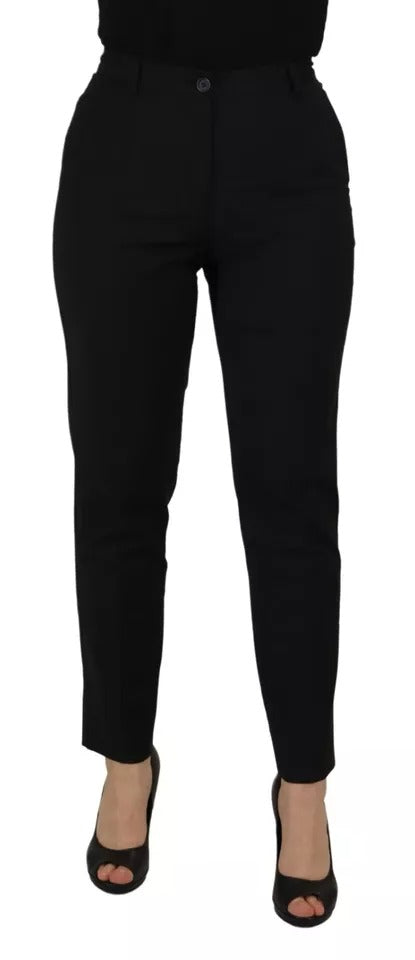 Black High Waist Tapered Trouser Pants