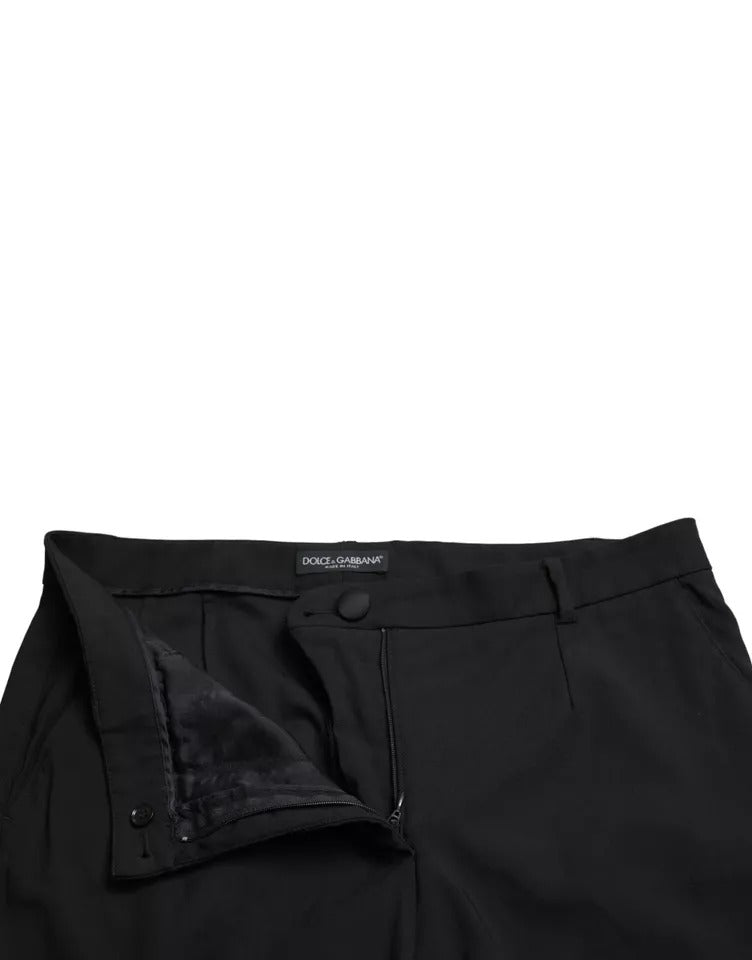 Black Wool High Waist Tapered Trouser Pants