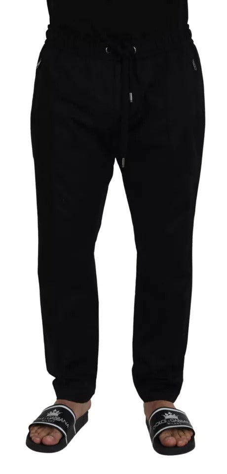 Black Jogging Trouser Cotton Stretch Pants