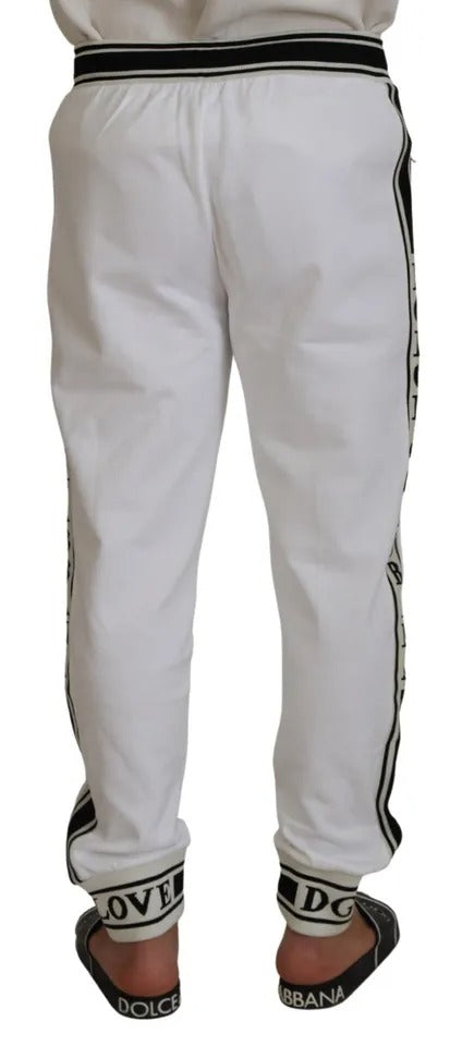 White Logo Jogger Jogging Cotton Pants