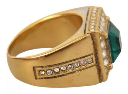 Gold Plated 925 Silver Green Crystal Ring