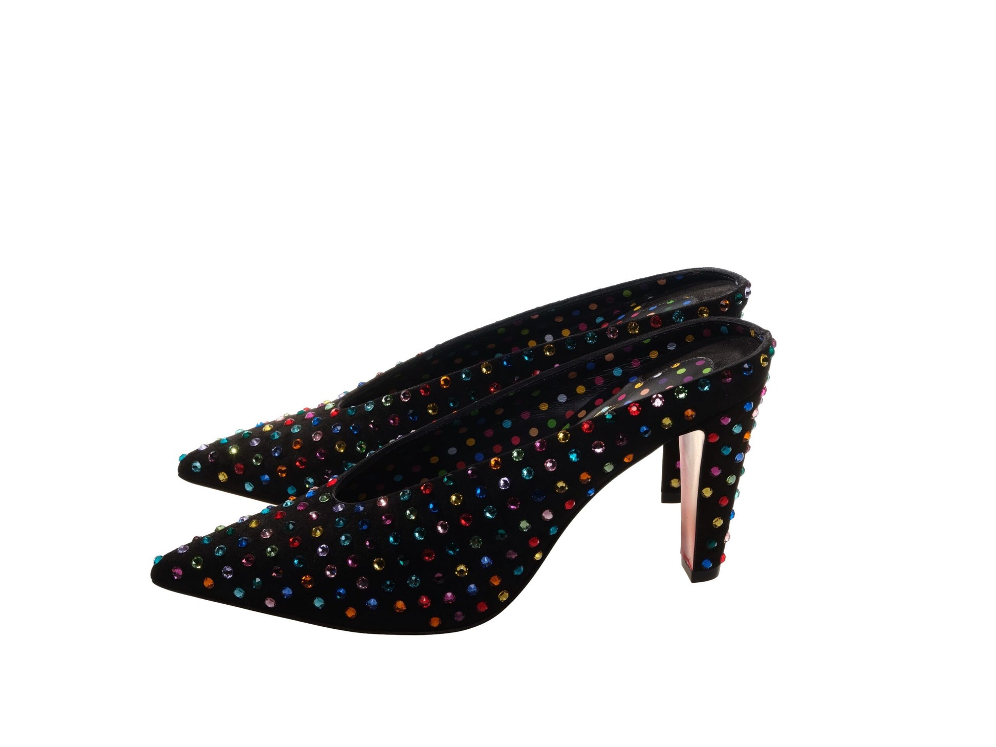 Veryvee Strass Boum 85 Suede and Multi Colour Jewelled Mules