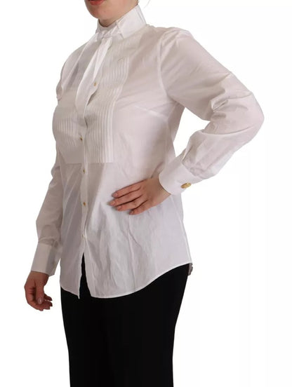 White Cotton Collared Long Sleeves Formal Shirt Top