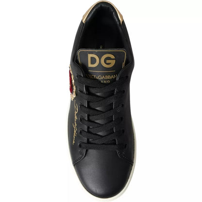 Black Portofino Sacred Heart Sneakers Shoes