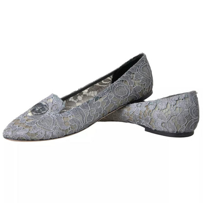 Gray Taormina Lace Slip On Flats Shoes