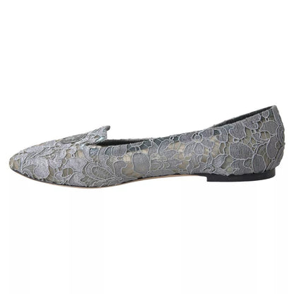 Gray Taormina Lace Slip On Flats Shoes