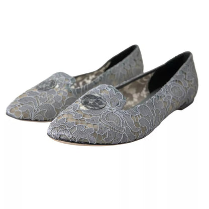 Gray Taormina Lace Slip On Flats Shoes