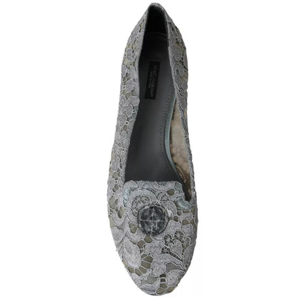 Gray Taormina Lace Slip On Flats Shoes