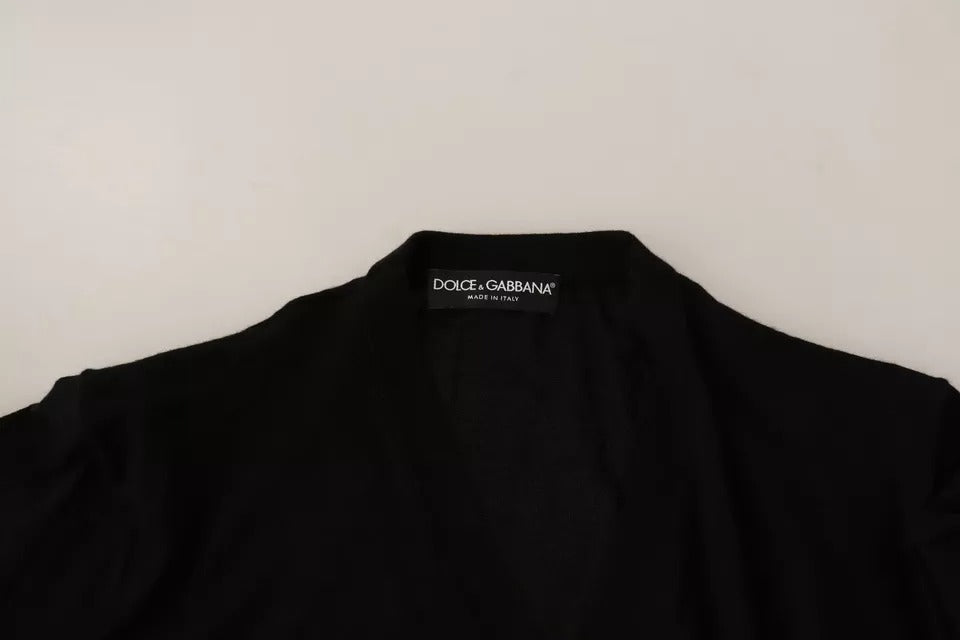 Black Double Breasted Cardigan Sweater