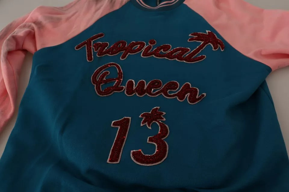 Blue Pink Tropical Queen Pullover Sweater