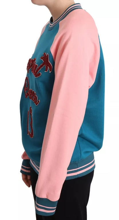 Blue Pink Tropical Queen Pullover Sweater