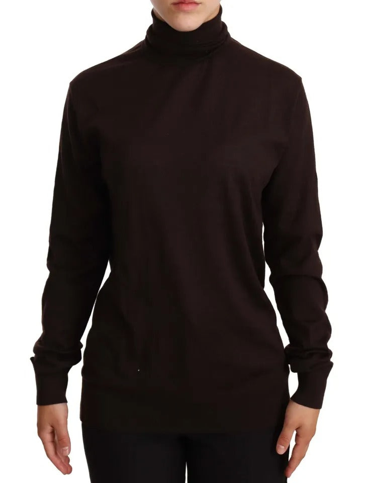 Brown Cashmere Turtle Neck Pullover Sweater