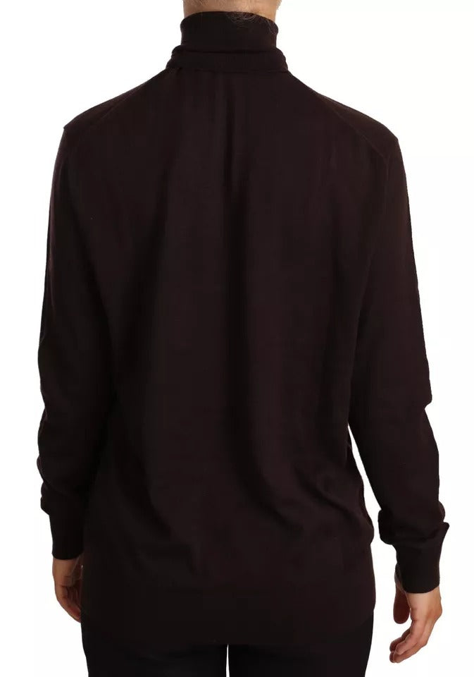 Brown Cashmere Turtle Neck Pullover Sweater