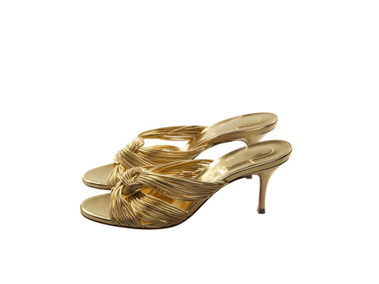 Multitaski 70 Gold Leather Kitten Heel Sandals