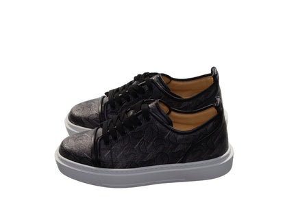 Adolan Donna Flat Black Leather Sneaker