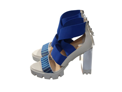 Patrouigoma 100 Blue White Rubber And Elastic Platform Heels