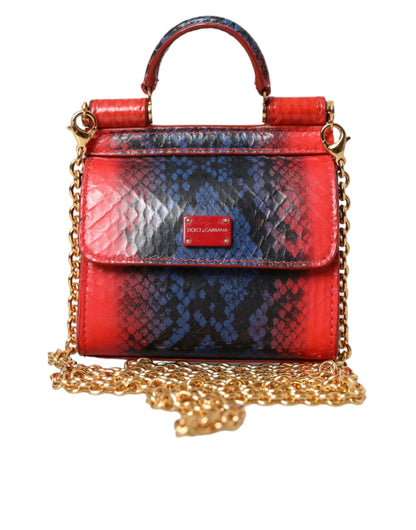 Red Blue Exotic Leather SICILY Microbag Crossbody Bag