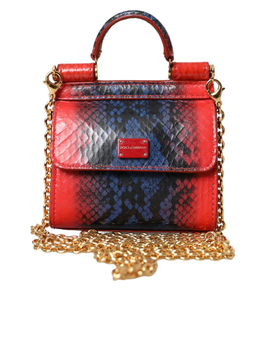 Red Blue Exotic Leather SICILY Microbag Crossbody Bag