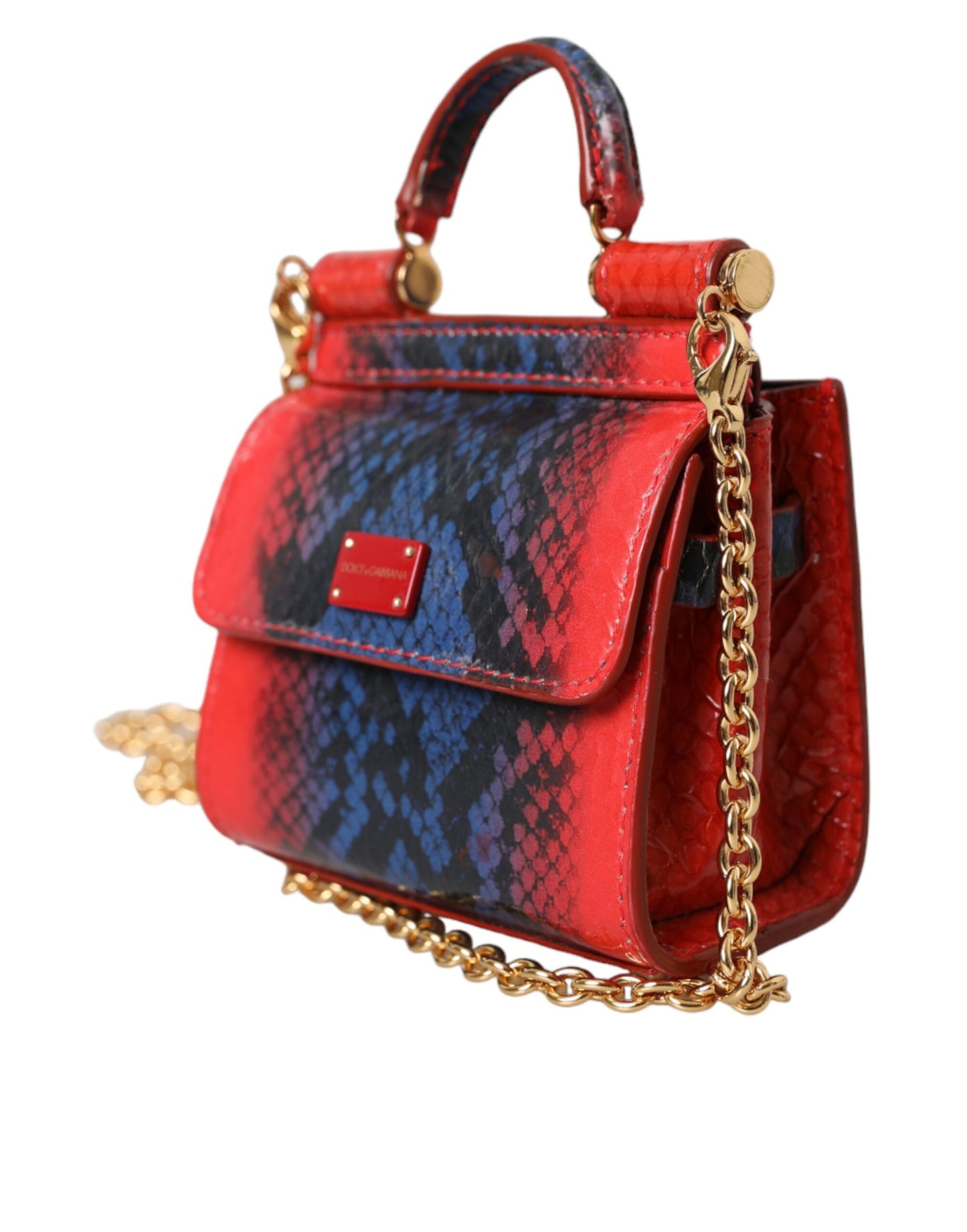 Red Blue Exotic Leather SICILY Microbag Crossbody Bag