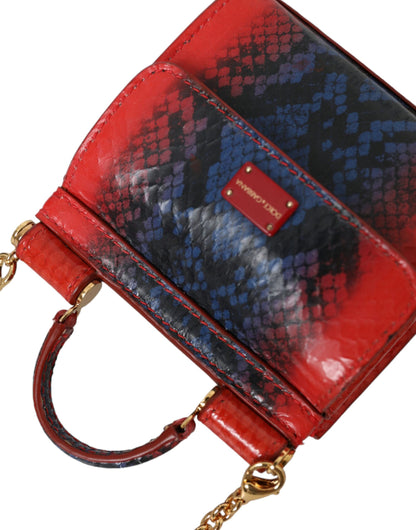 Red Blue Exotic Leather SICILY Microbag Crossbody Bag