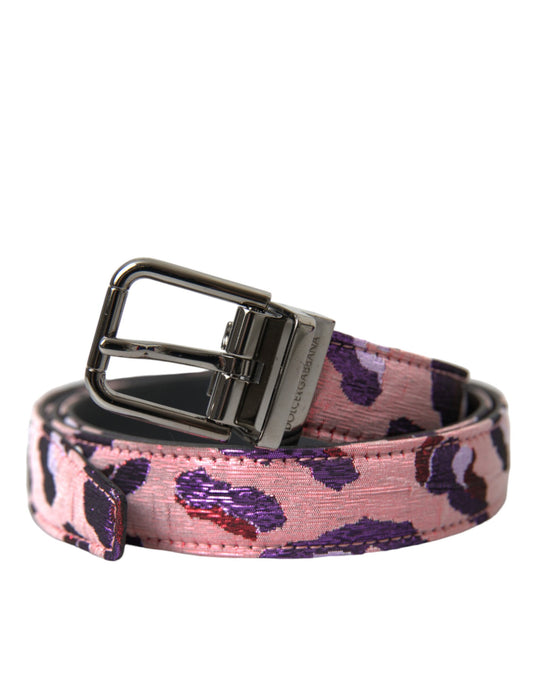 Multicolor Jacquard Leather Metal Buckle Belt