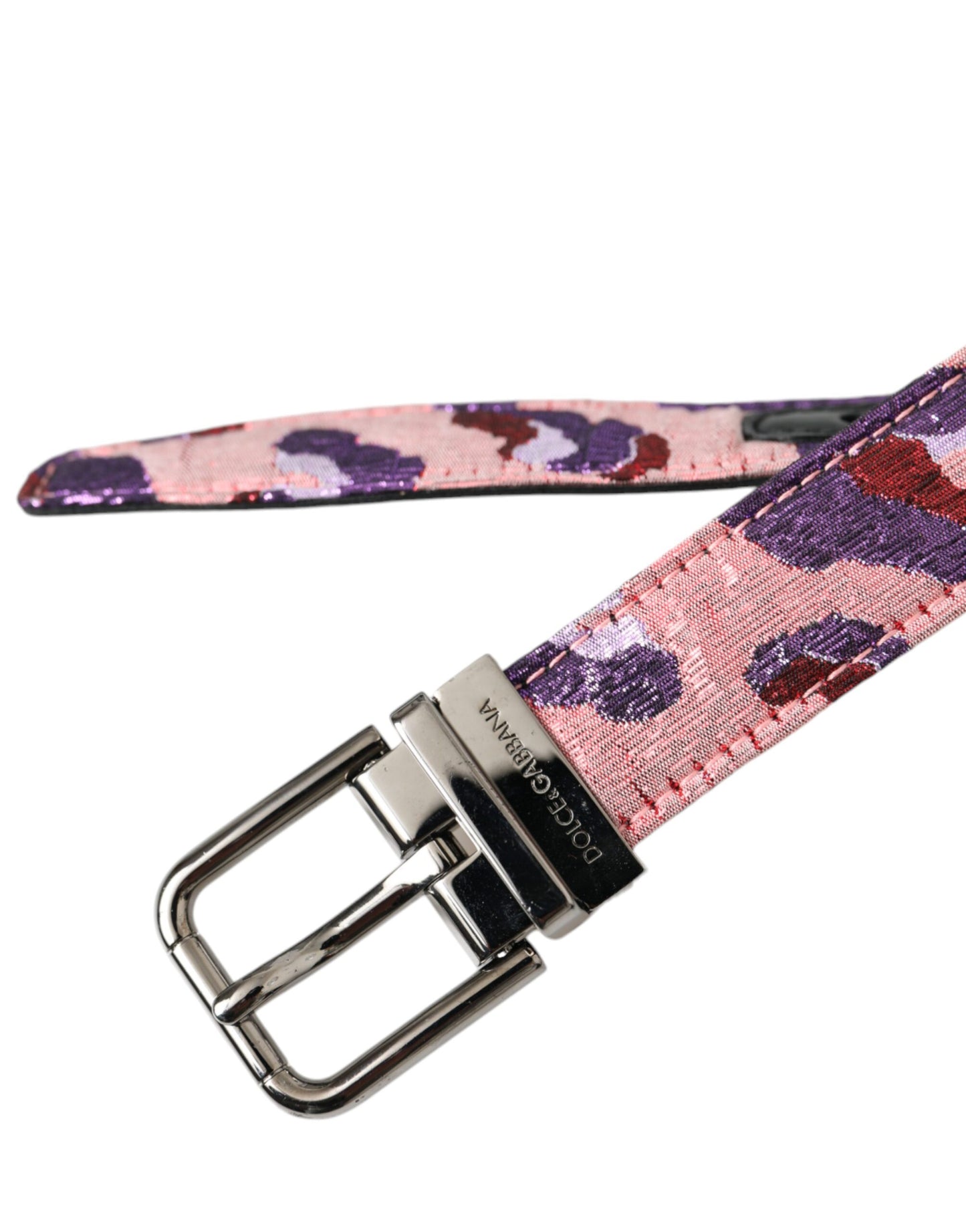 Multicolor Jacquard Leather Metal Buckle Belt