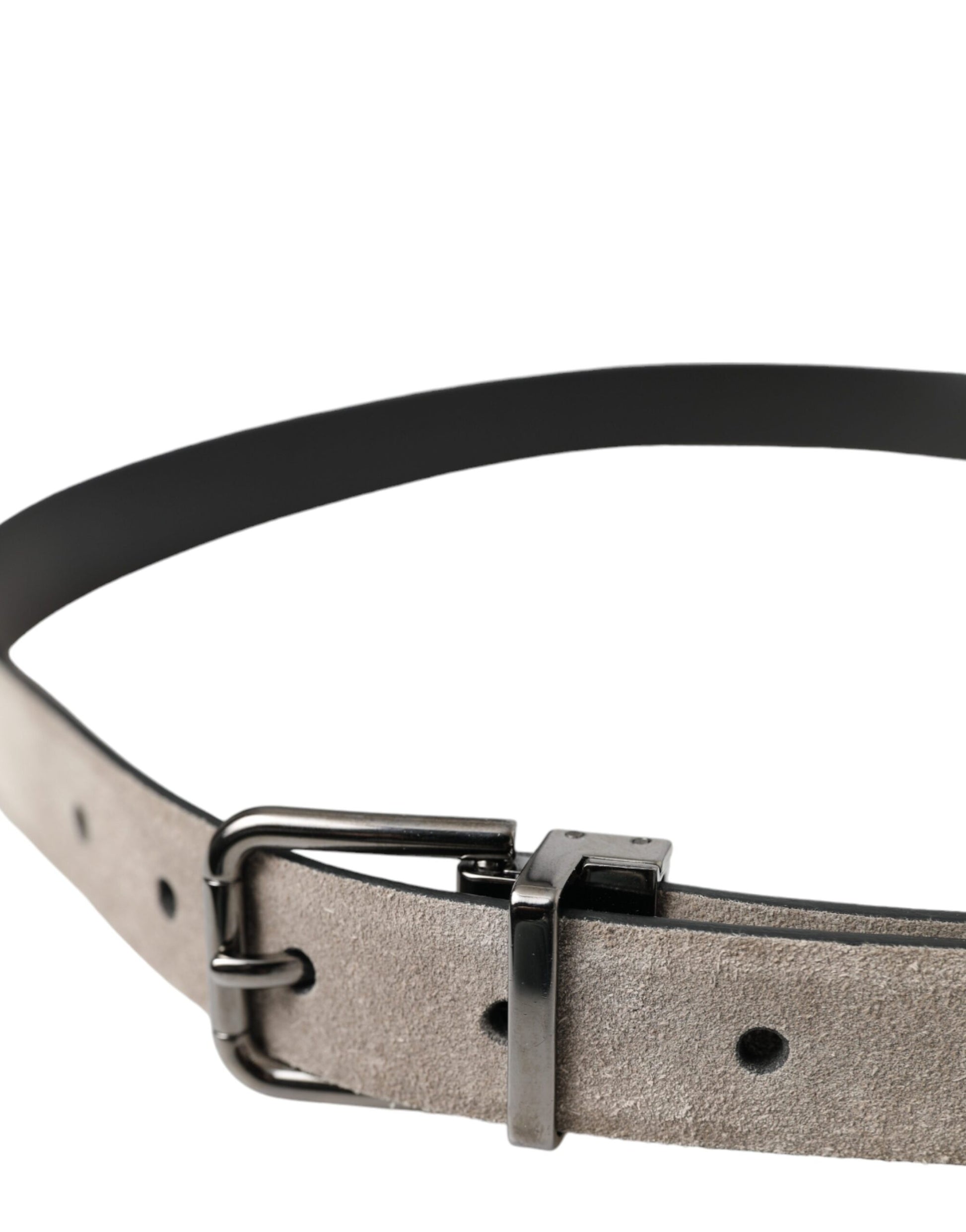 Beige Suede Leather Silver Metal Buckle Belt