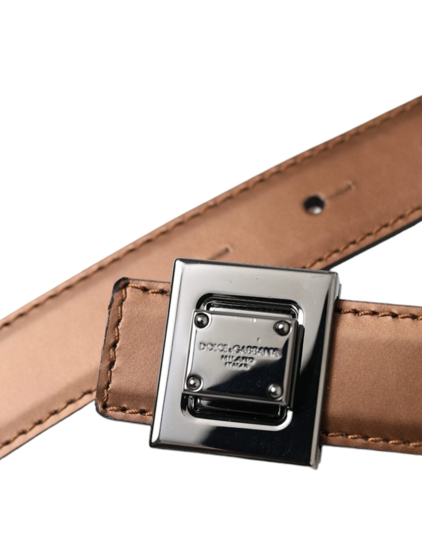 Bronze Leather Square Metal Buckle Belt