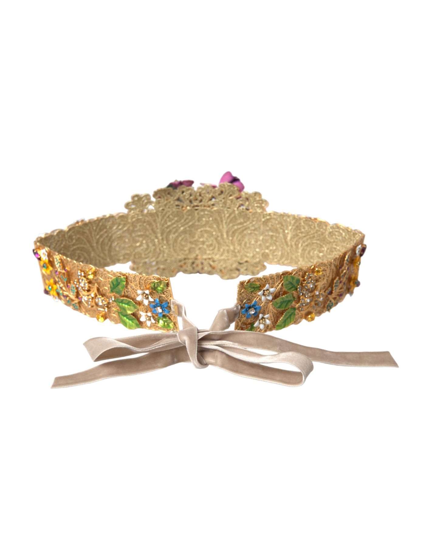 Multicolor Embellished Floral Crystal Wide Waist Belt