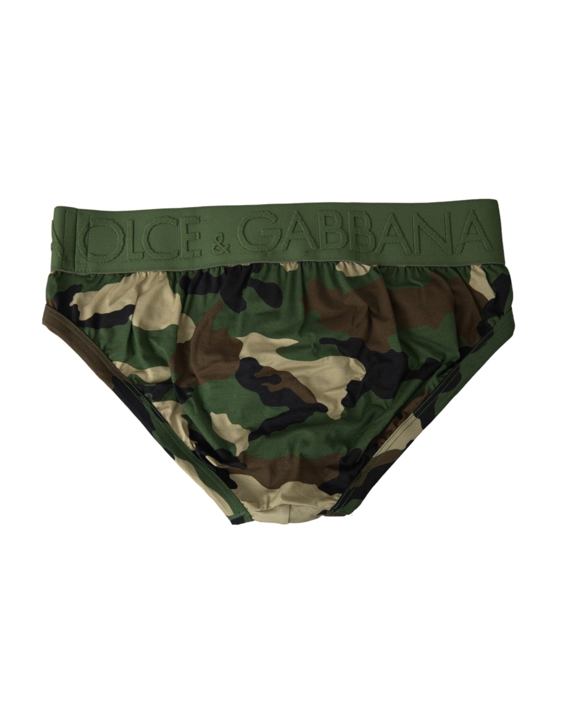 Green Camouflage Logo Cotton Mid Slip Underwear