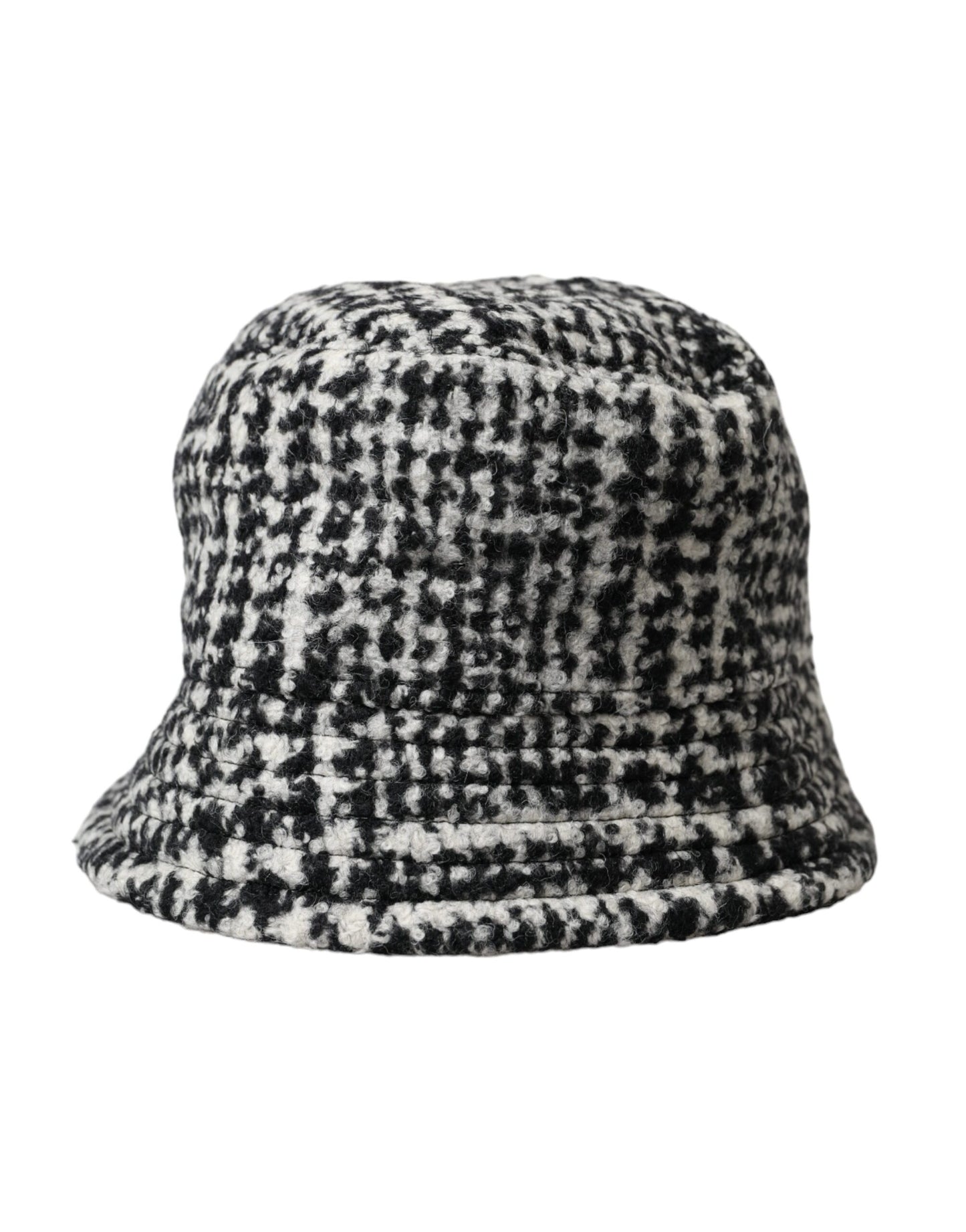 Black White Tweed Wool Bucket Hat Men