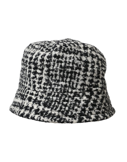 Black White Tweed Wool Bucket Hat Men