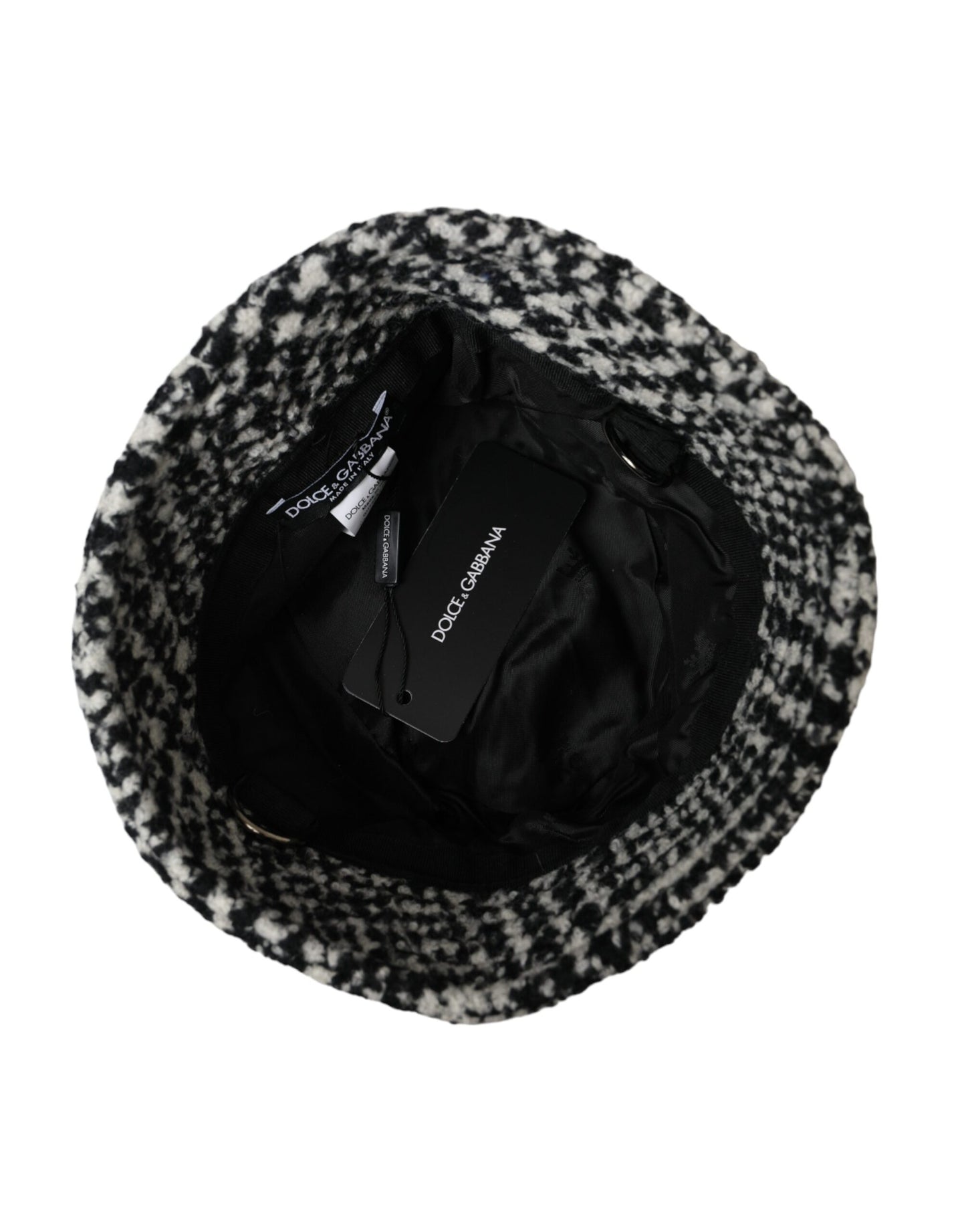 Black White Tweed Wool Bucket Hat Men