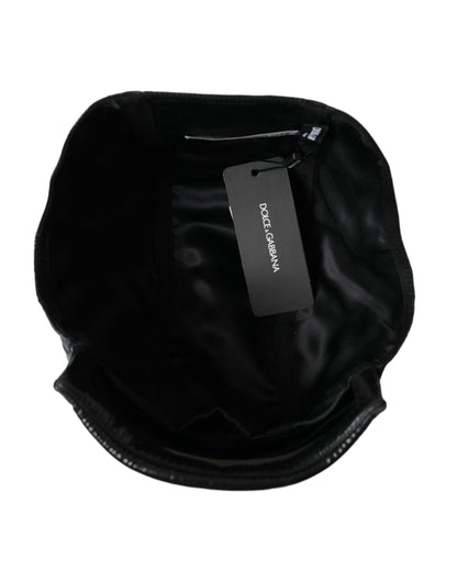 Black Leather Helmet Visor Bucket Hat Men