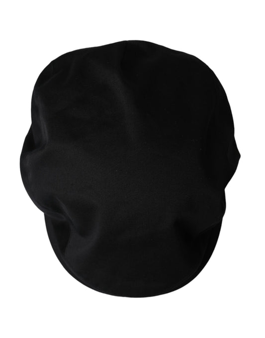 Black Cotton Logo Newsboy Hat Men