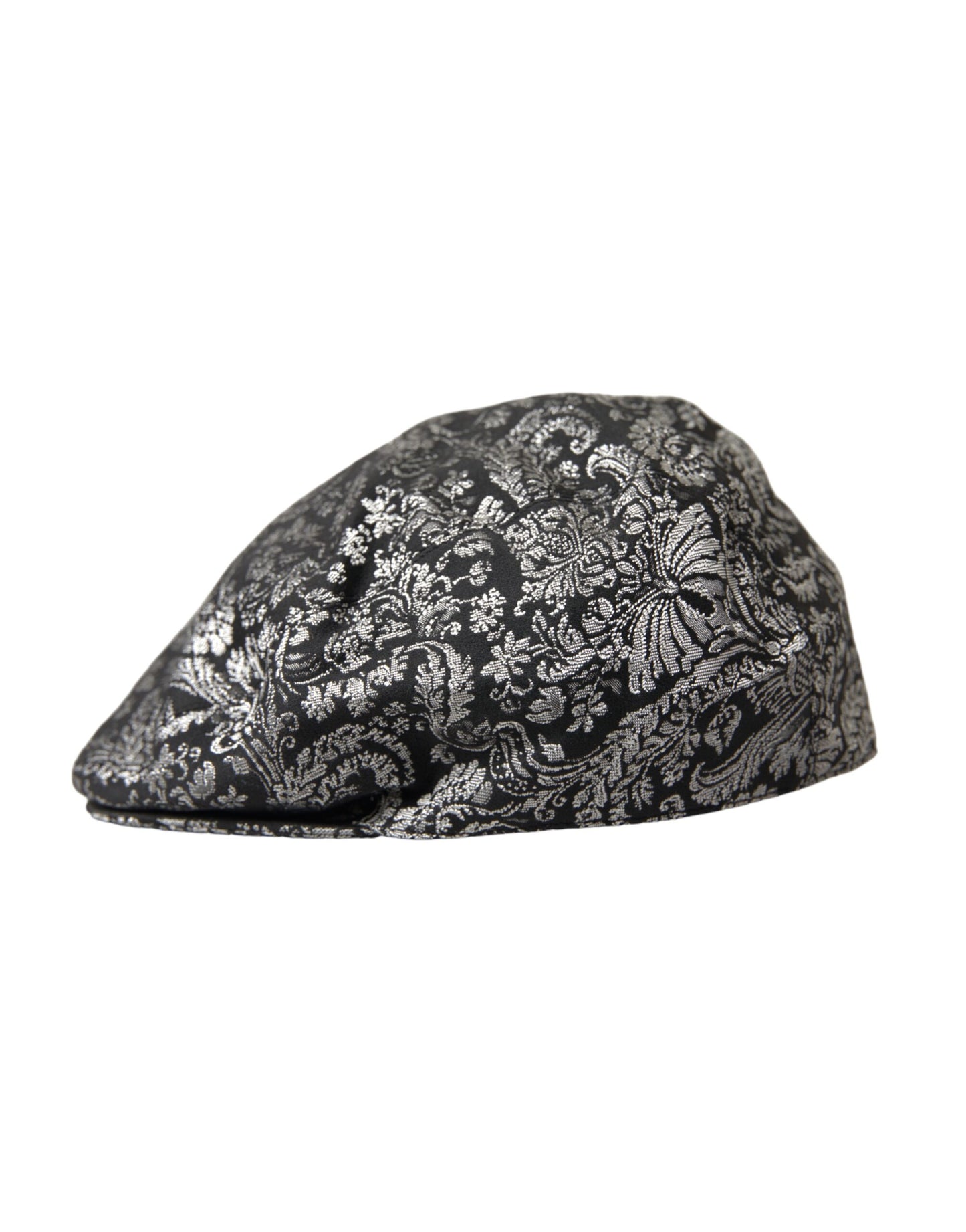 Black Silver Floral Jacquard Newsboy Hat Men