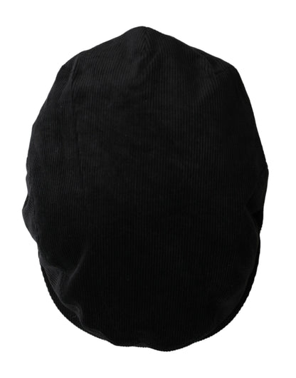 Black Corduroy Crown Newsboy Hat Men