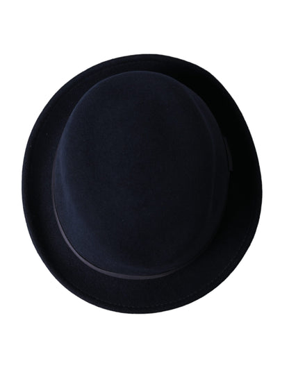 Dark Blue Wool Fedora Wide Brim Hat Men