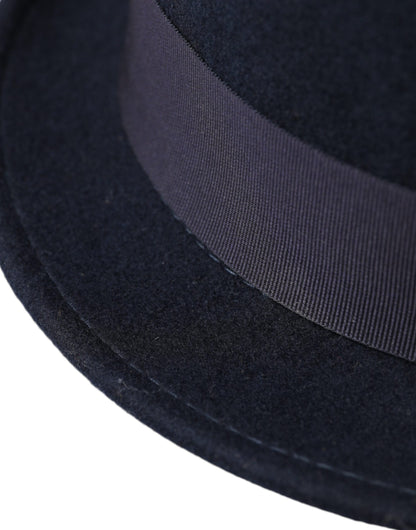 Dark Blue Wool Fedora Wide Brim Hat Men