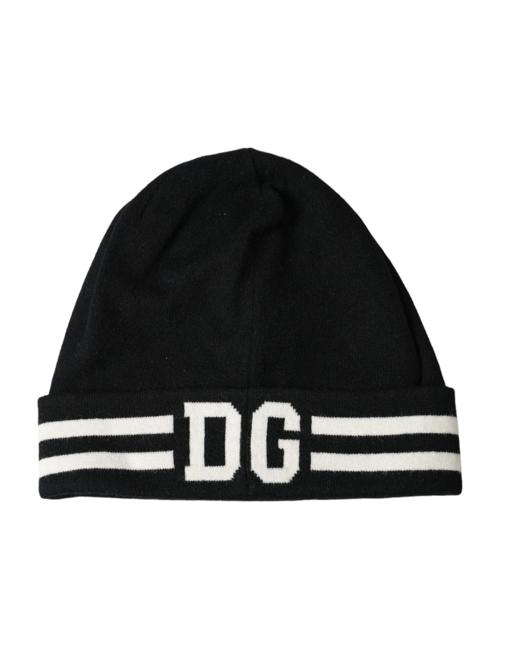 Black White Cashmere DG King Winter Beanie Hat