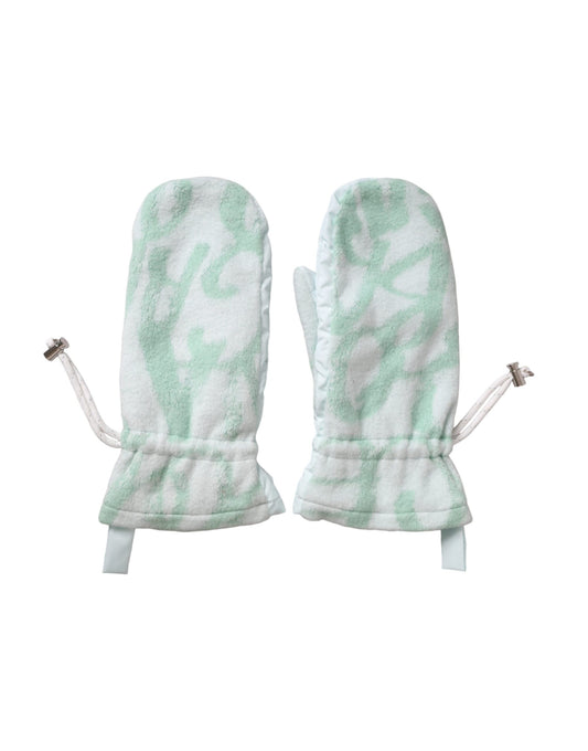 White Nylon Fleece Wrist Length Mitten Gloves