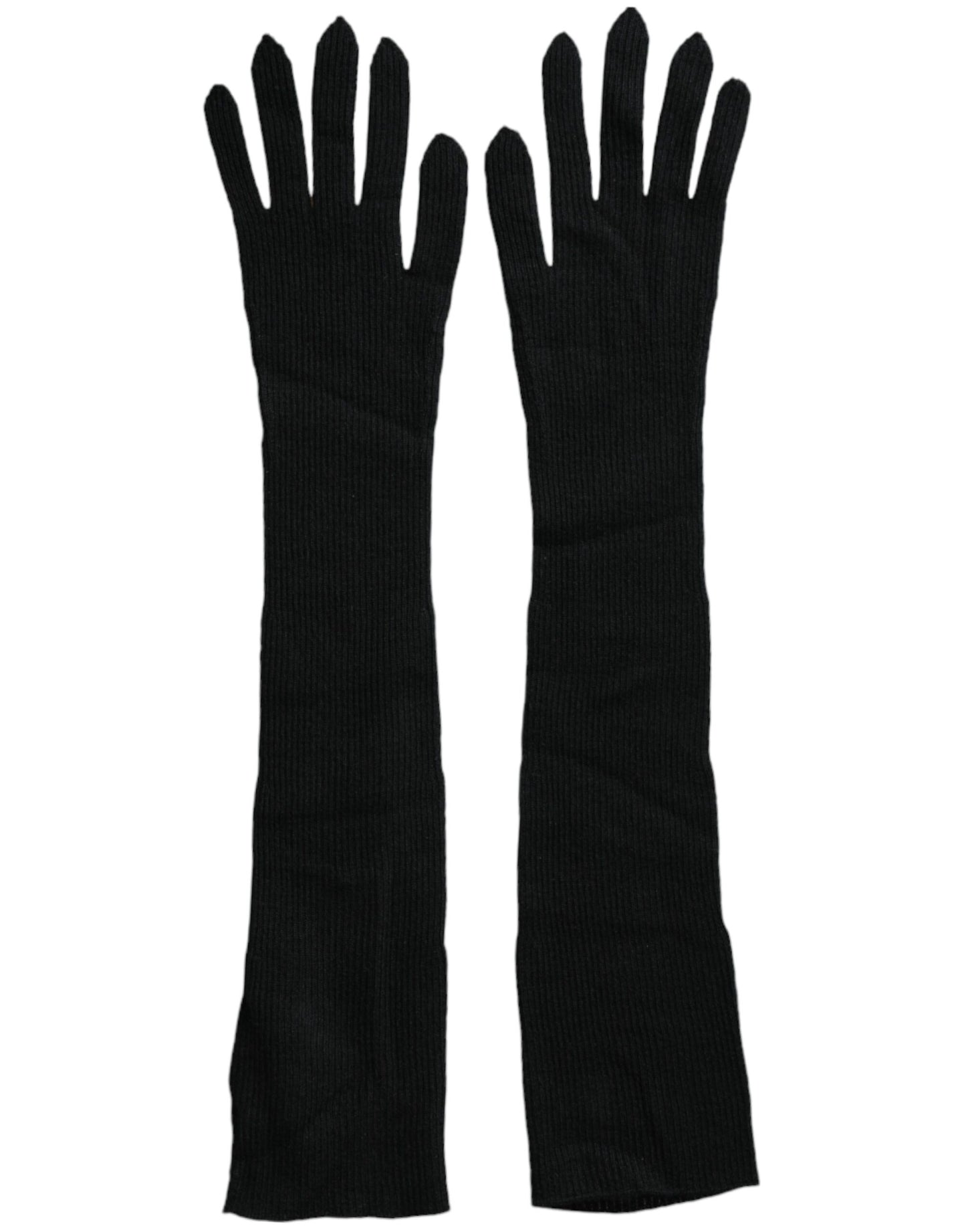 Black Cashmere Knitted Elbow Length Gloves