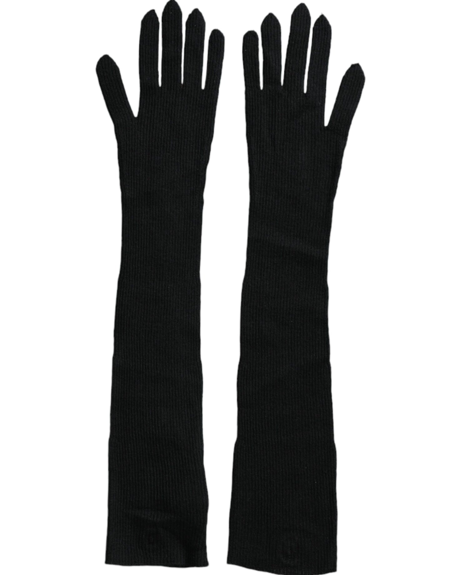 Black Cashmere Knitted Elbow Length Gloves