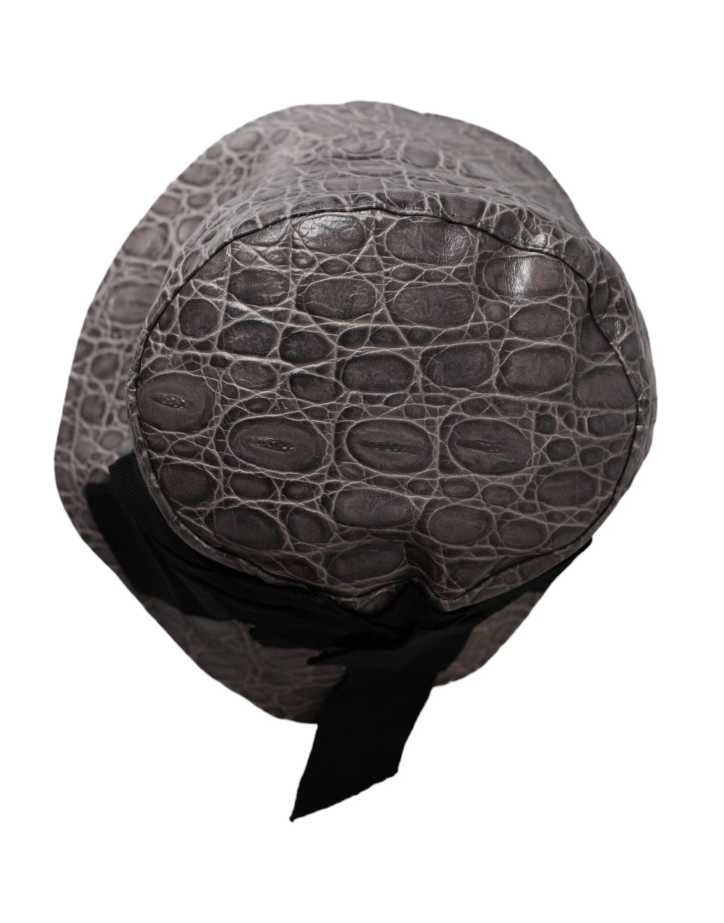 Black Gray Patterned Leather Bucket Hat